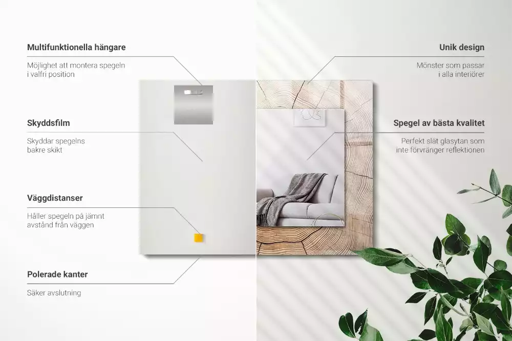 Miroir rectangulaire décoratif coupe transversale d'un tronc