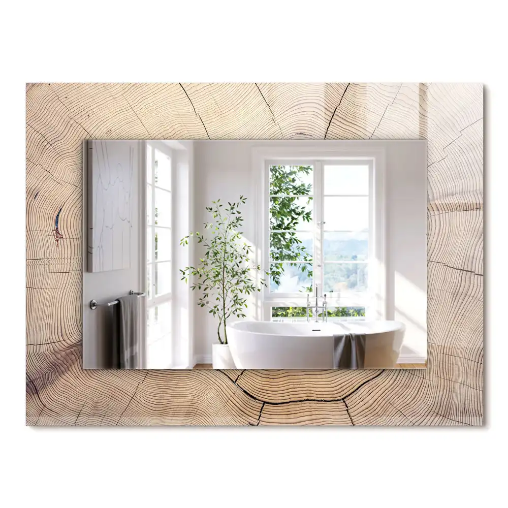 Miroir rectangulaire décoratif coupe transversale d'un tronc