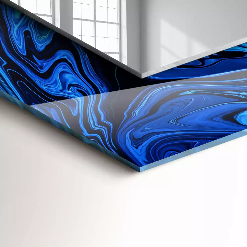 Miroir rectangulaire imprimé motif bleu clair abstrait