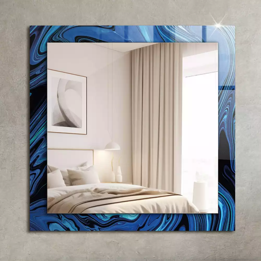 Miroir rectangulaire imprimé motif bleu clair abstrait