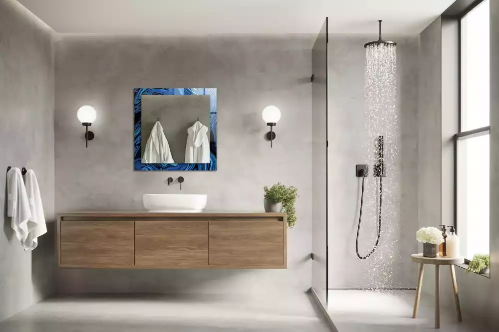 Miroir rectangulaire imprimé motif bleu clair abstrait