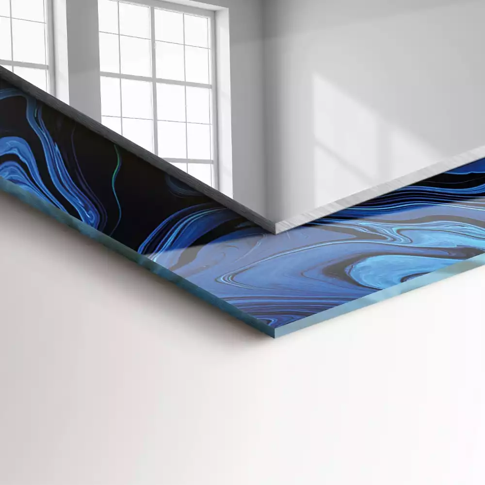 Miroir rectangulaire imprimé motif bleu clair abstrait