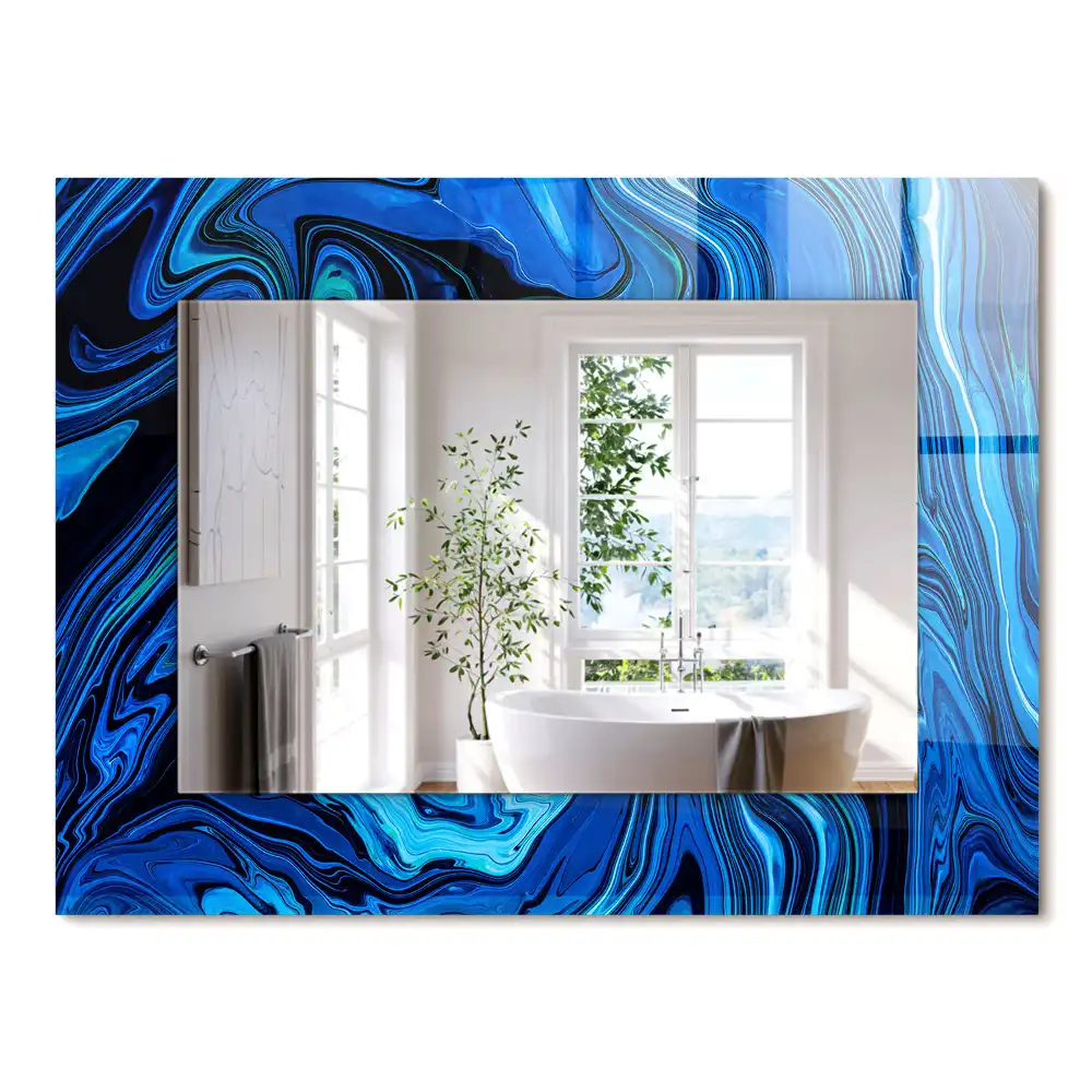 Miroir rectangulaire imprimé motif bleu clair abstrait