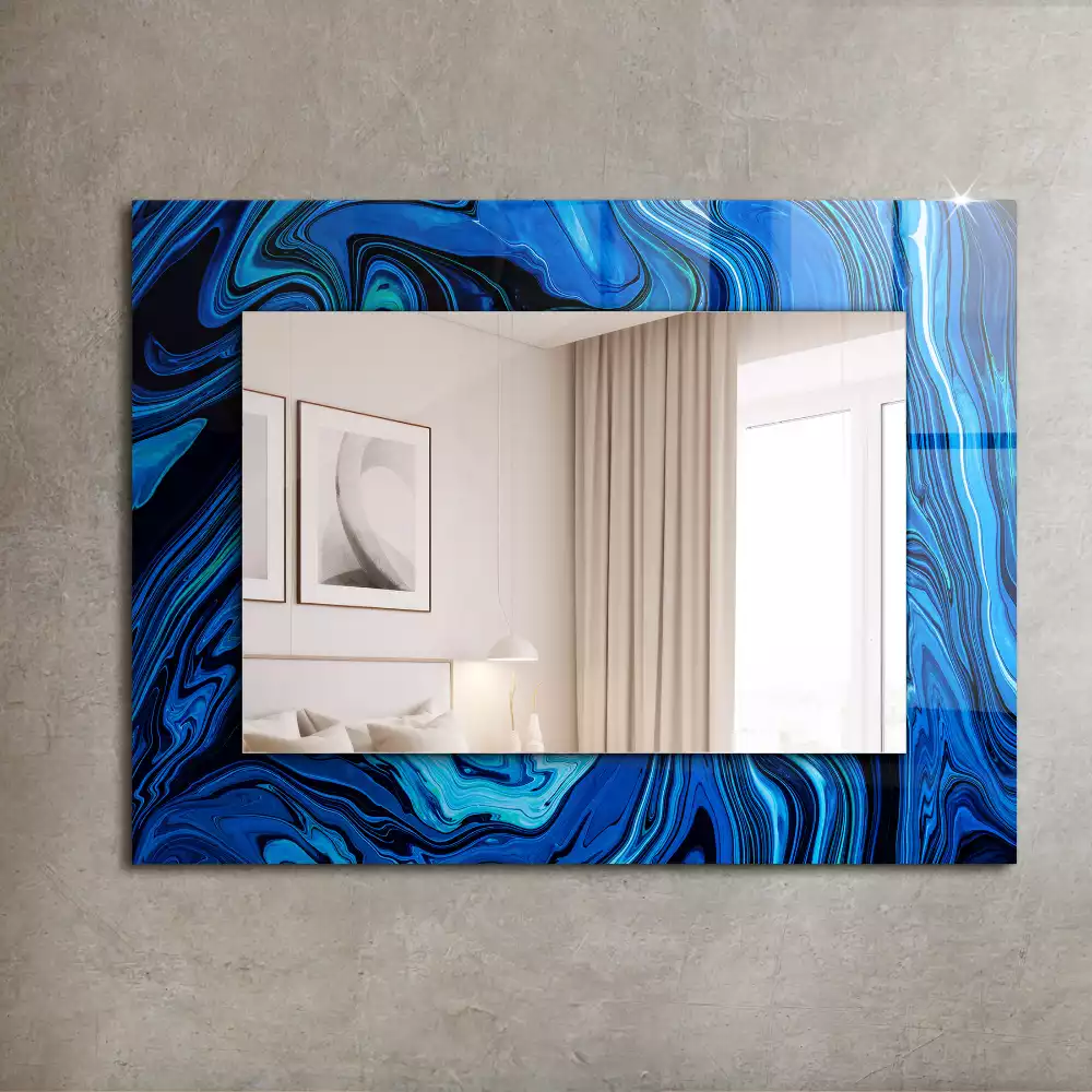 Miroir rectangulaire imprimé motif bleu clair abstrait