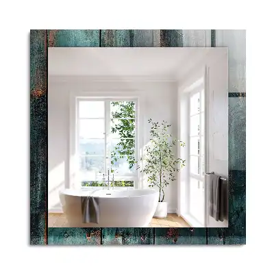 Miroir rectangulaire décoratif imprimé planches en bois vertes