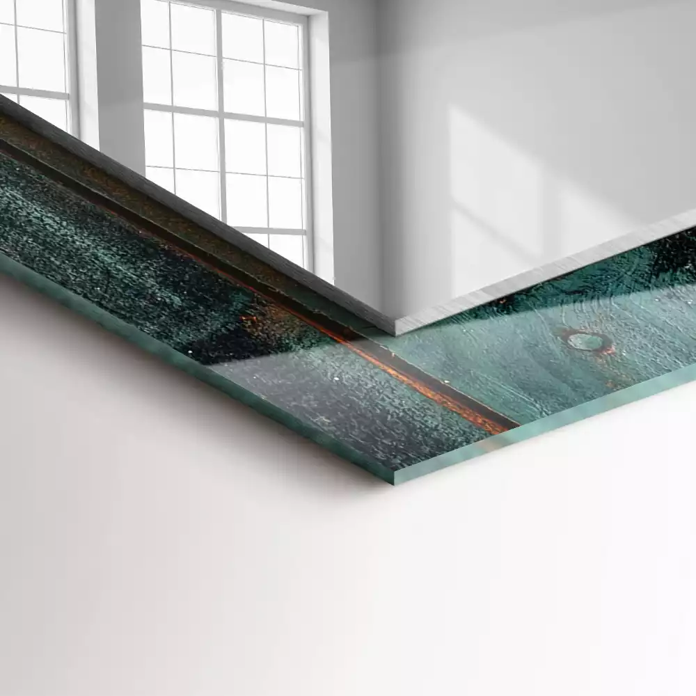 Miroir rectangulaire décoratif imprimé planches en bois vertes