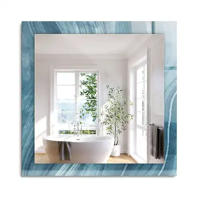 Miroir rectangulaire à cadre imprimé lignes bleu clair abstraites