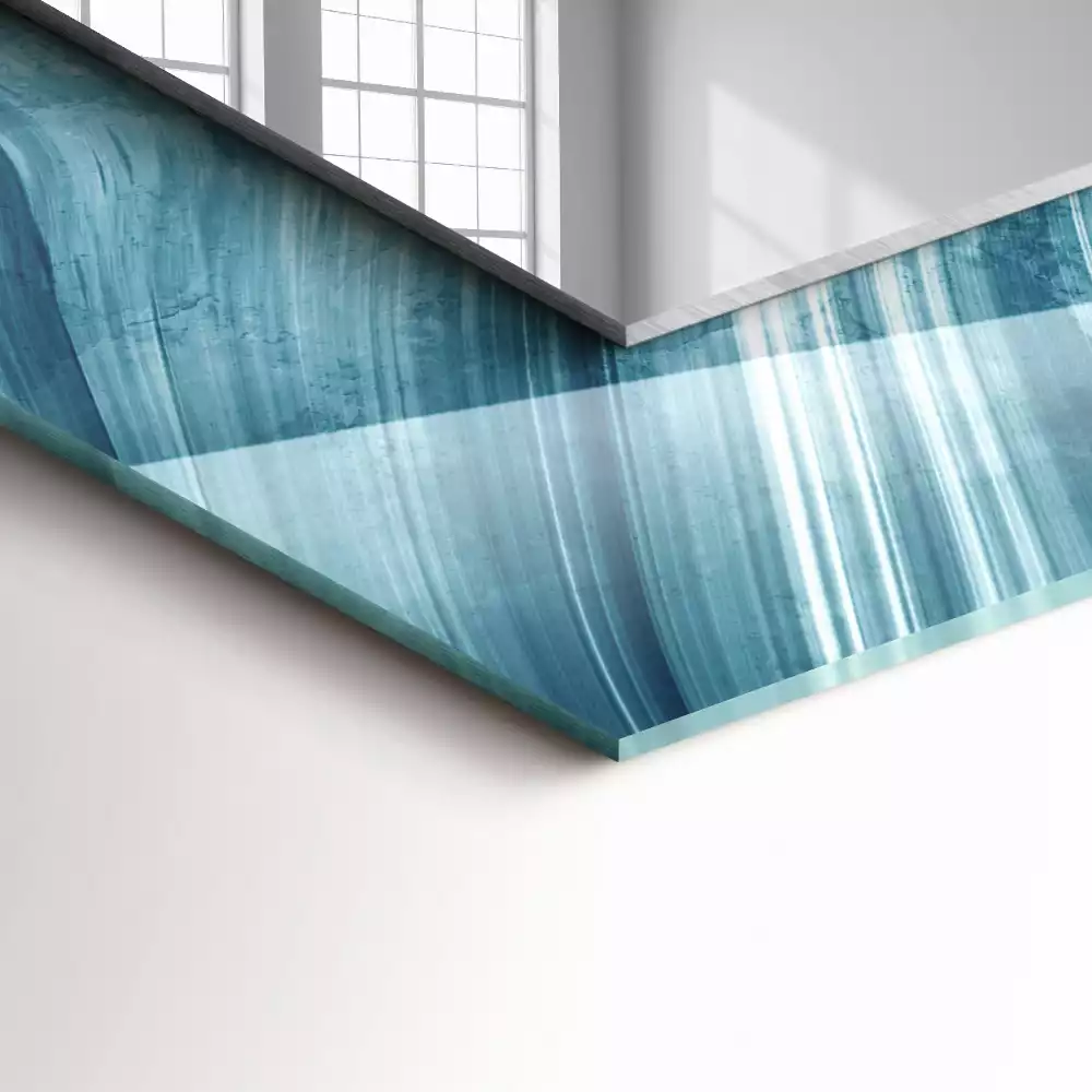 Miroir rectangulaire à cadre imprimé lignes bleu clair abstraites