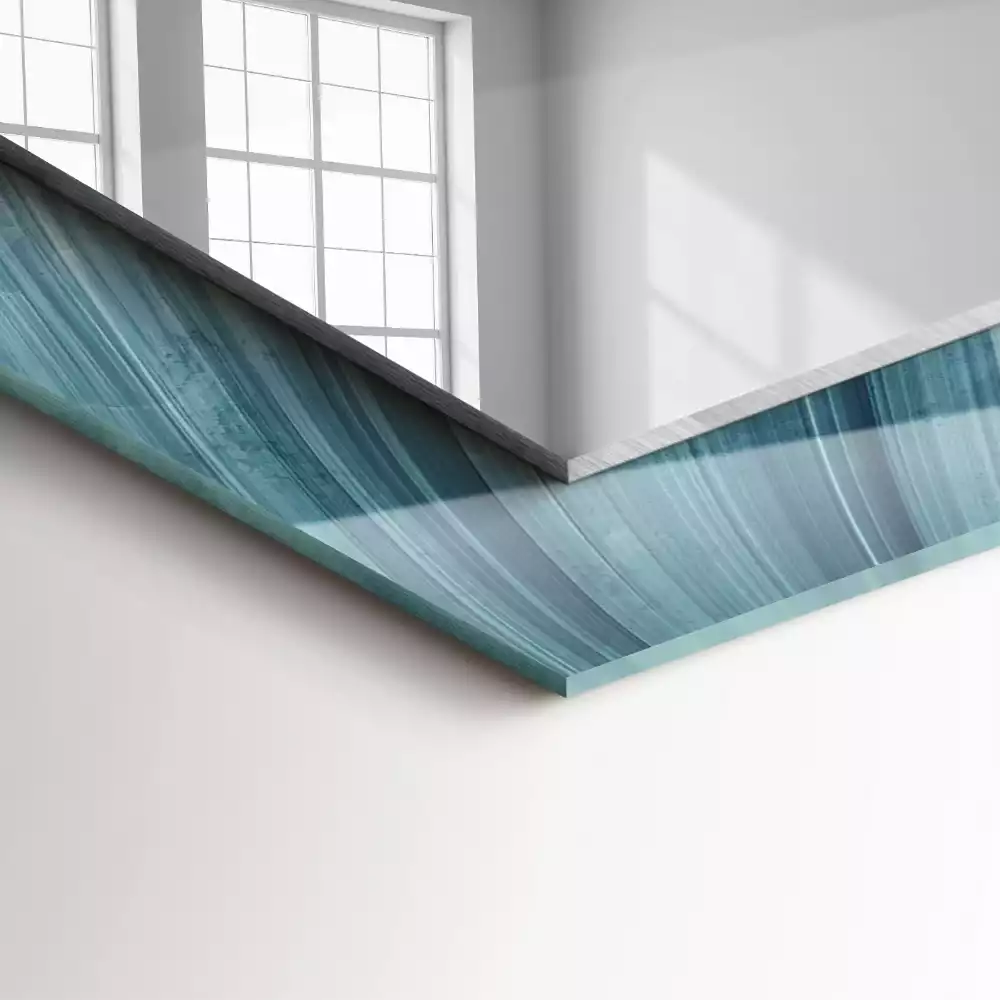 Miroir rectangulaire à cadre imprimé lignes bleu clair abstraites