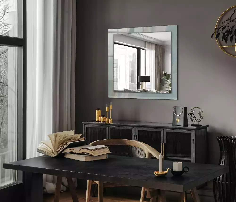 Miroir rectangulaire décoratif marbre onyx bleu clair