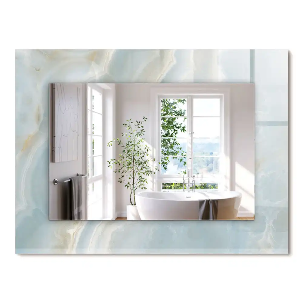 Miroir rectangulaire décoratif marbre onyx bleu clair
