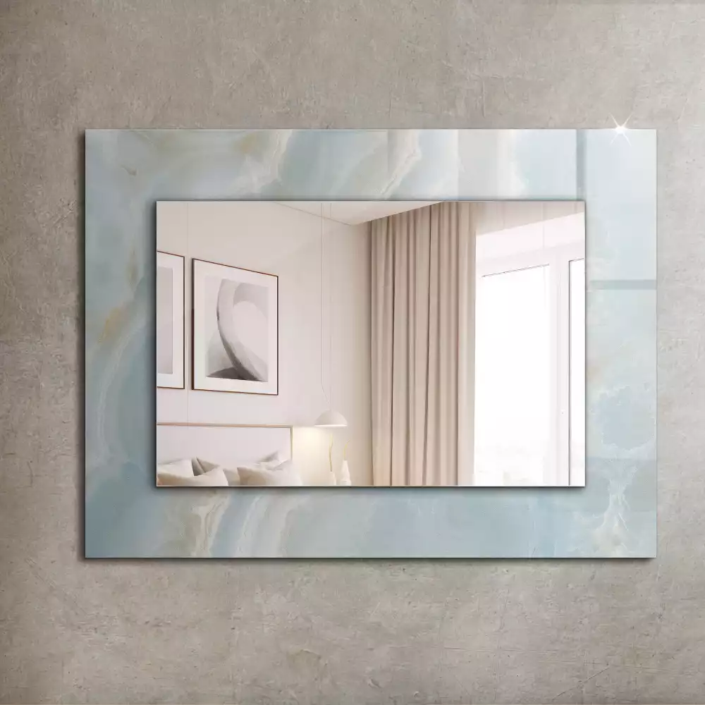 Miroir rectangulaire décoratif marbre onyx bleu clair
