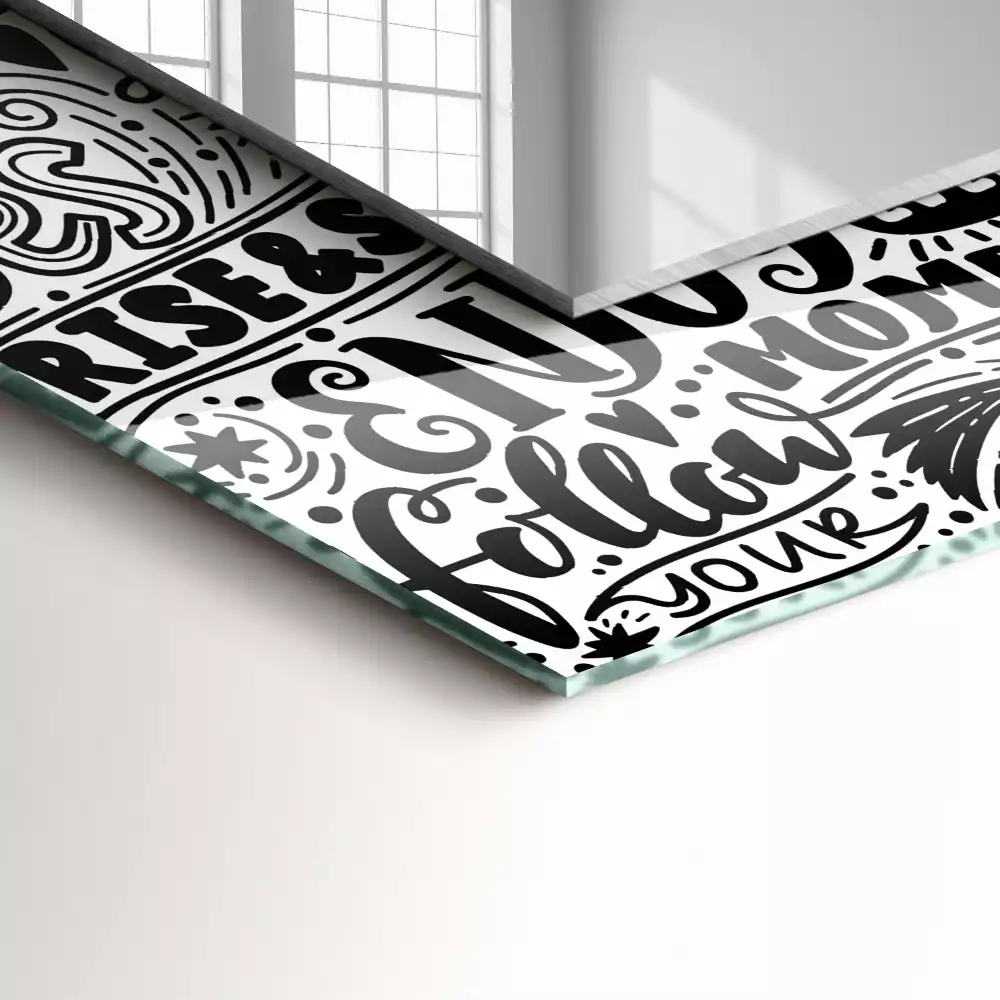 Miroir rectangulaire avec cadre imprimé citations motivationnelles manuscrites