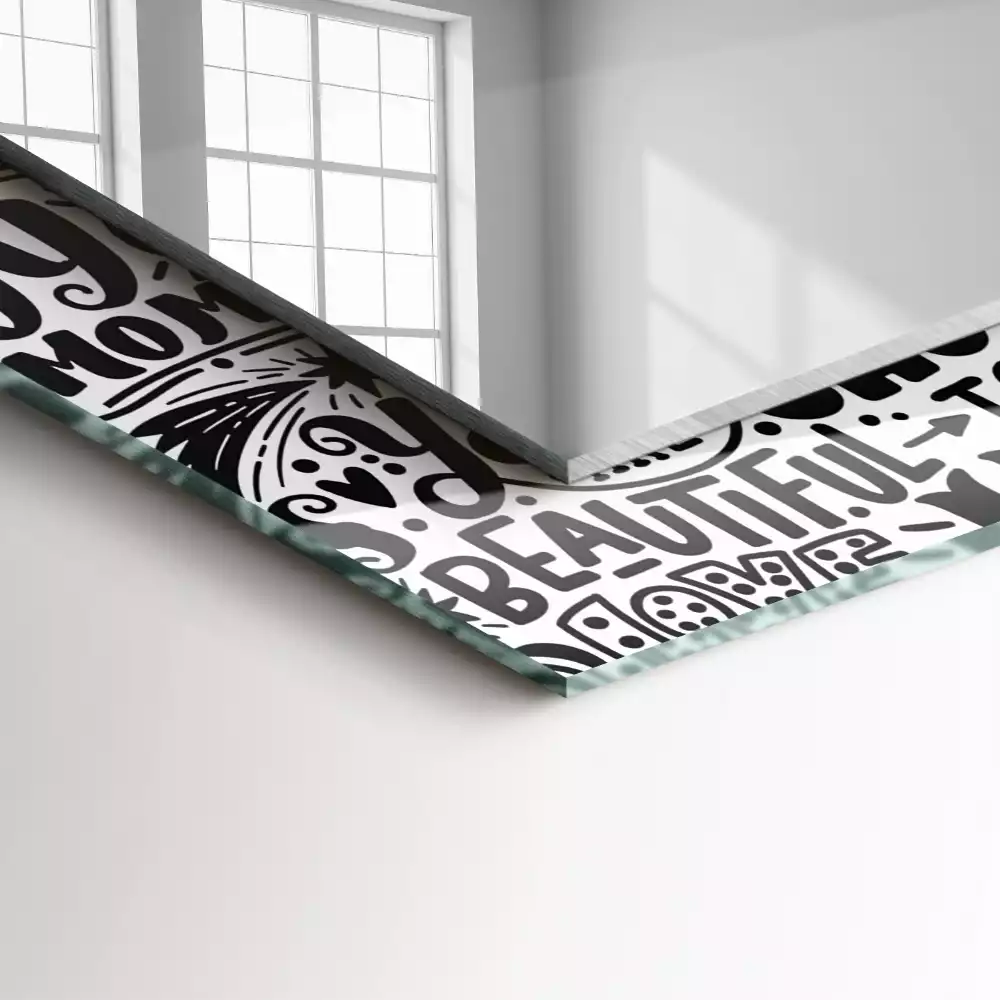 Miroir rectangulaire avec cadre imprimé citations motivationnelles manuscrites