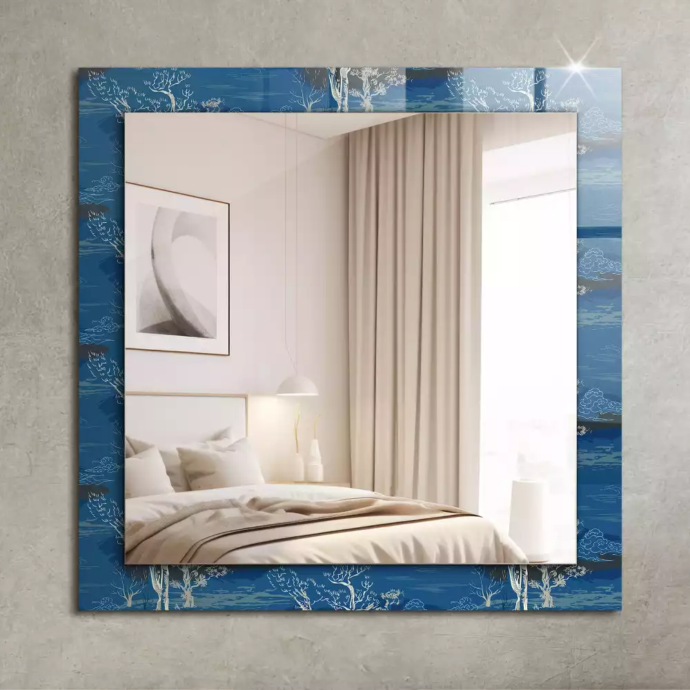 Miroir rectangulaire imprimé paysage avec des arbres