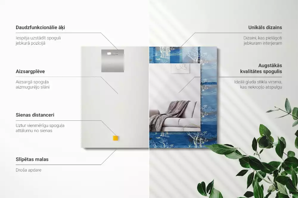 Miroir rectangulaire imprimé paysage avec des arbres