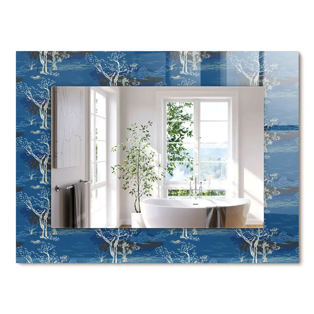 Miroir rectangulaire imprimé paysage avec des arbres