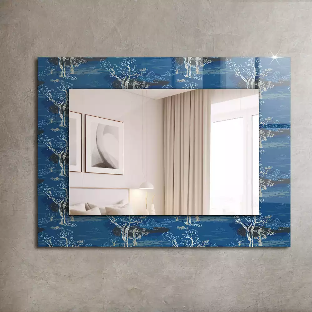 Miroir rectangulaire imprimé paysage avec des arbres
