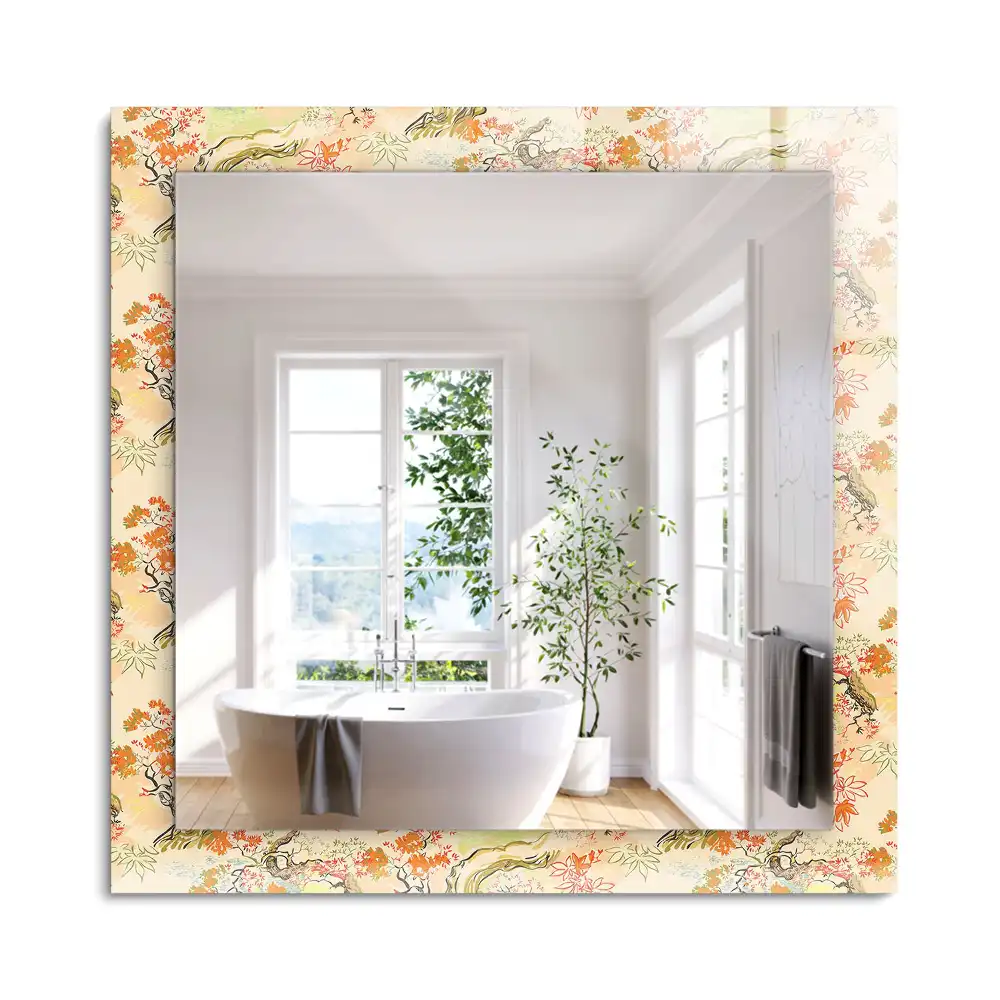 Miroir rectangulaire décoratif imprimé jardin japonais