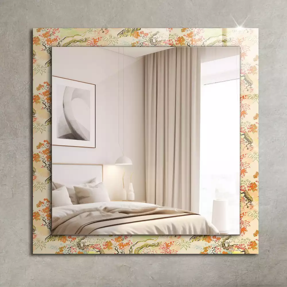 Miroir rectangulaire décoratif imprimé jardin japonais