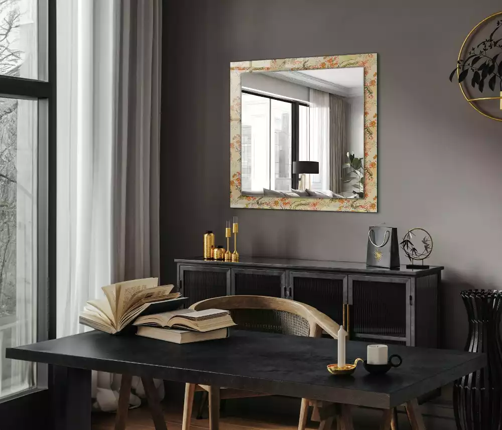 Miroir rectangulaire décoratif imprimé jardin japonais