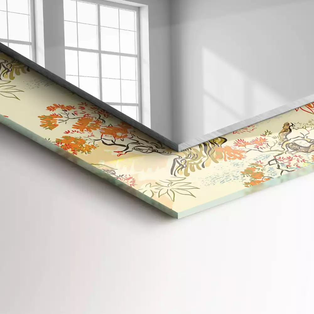 Miroir rectangulaire décoratif imprimé jardin japonais