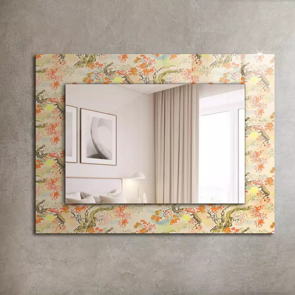Miroir rectangulaire décoratif imprimé jardin japonais