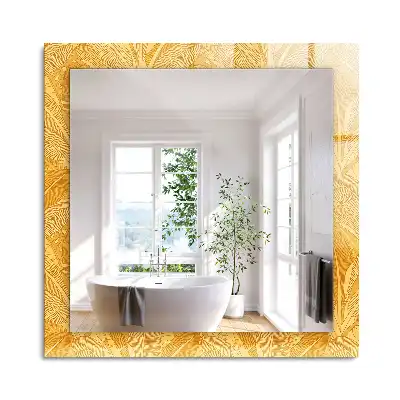 Miroir rectangulaire à cadre imprimé motif feuilles oranges