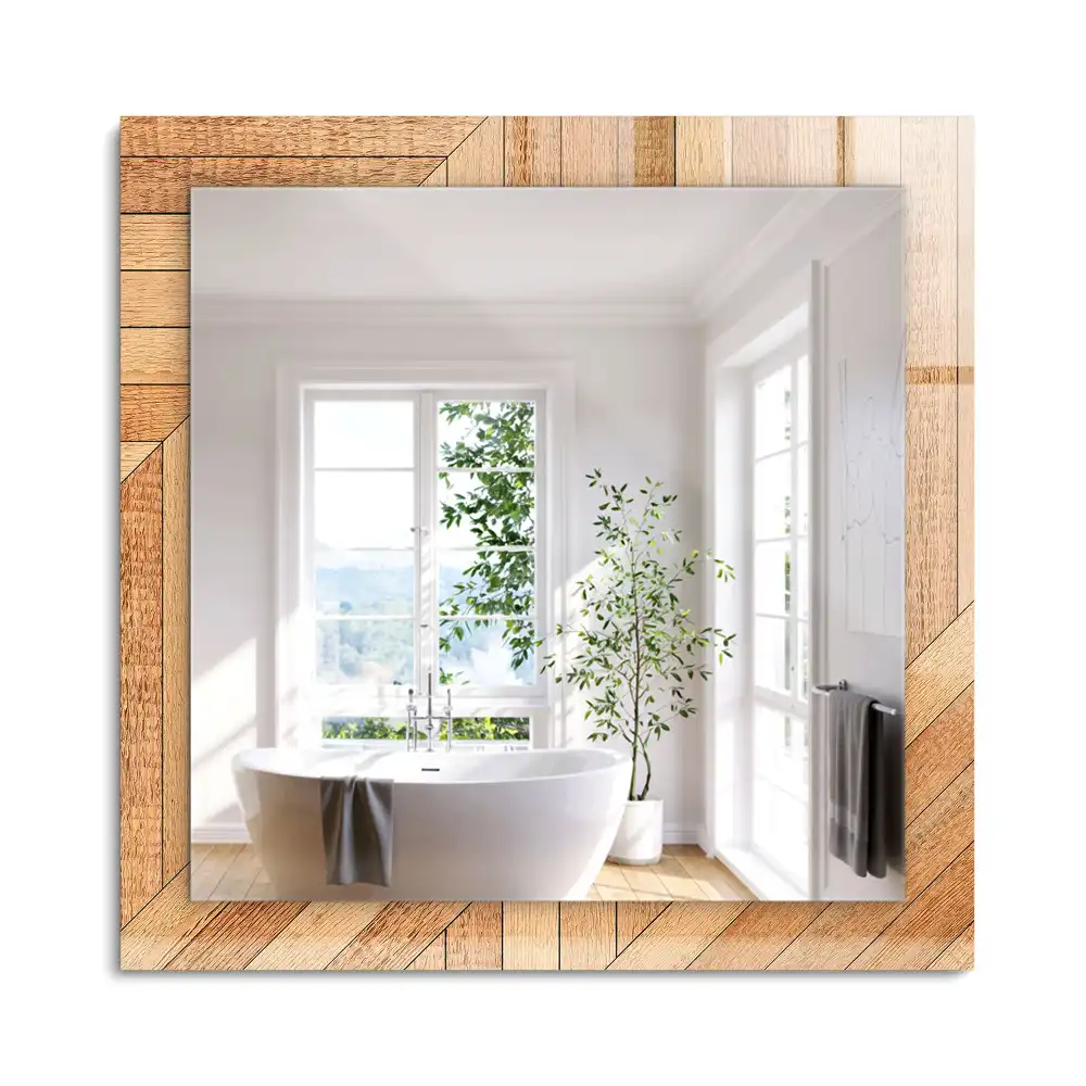 Miroir rectangulaire décoratif parquet en bois