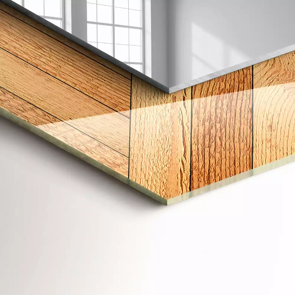 Miroir rectangulaire décoratif parquet en bois