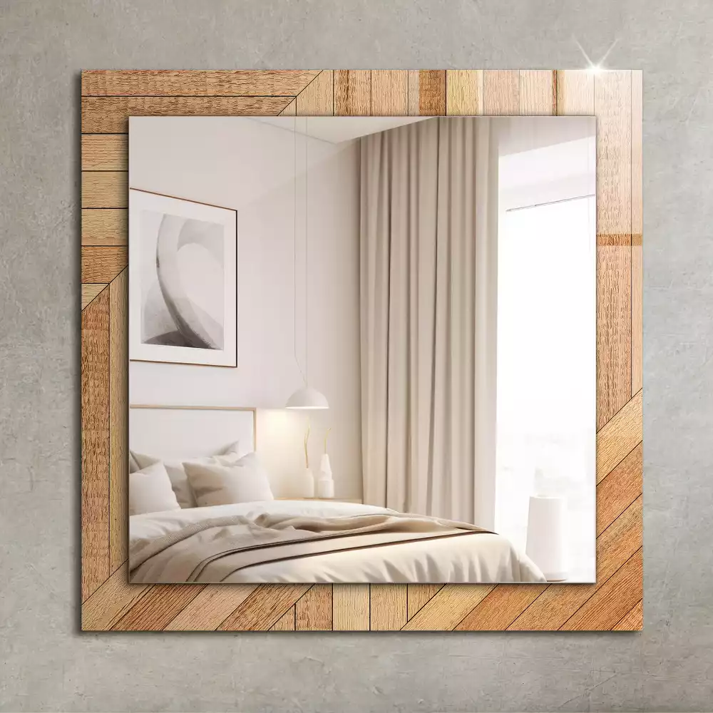 Miroir rectangulaire décoratif parquet en bois