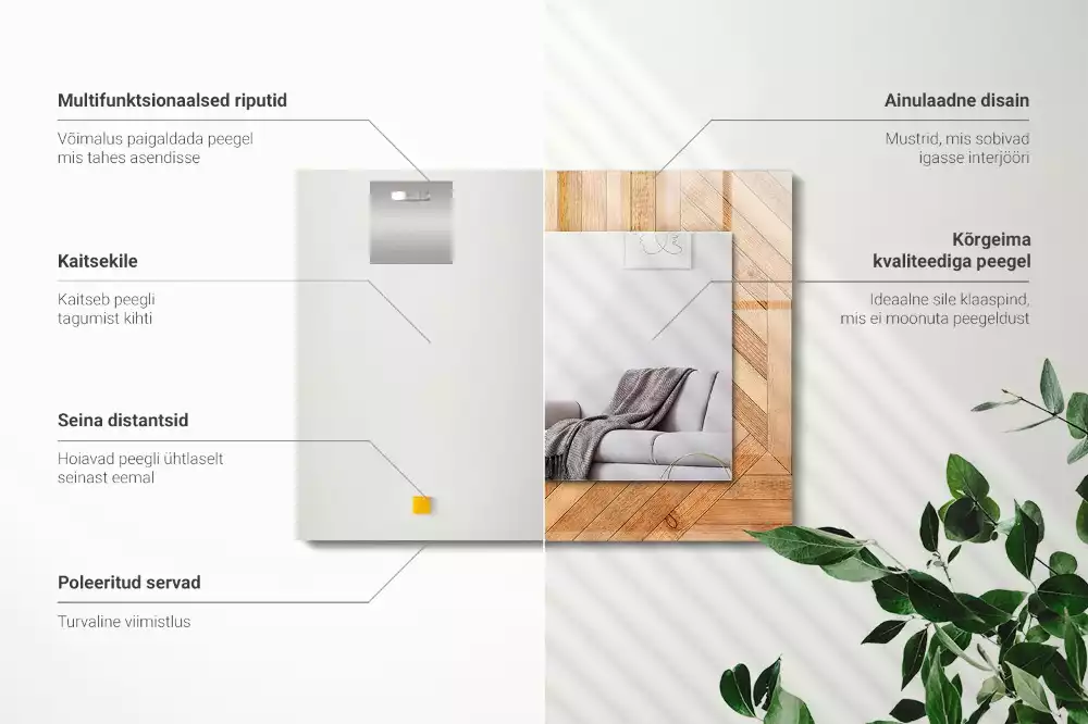 Miroir rectangulaire décoratif parquet en bois