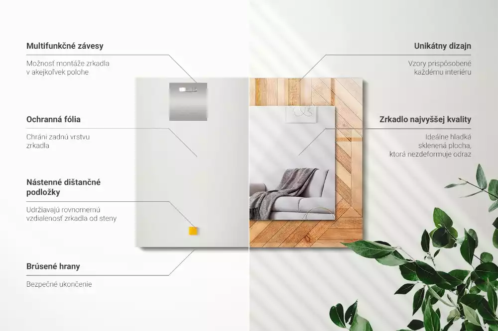 Miroir rectangulaire décoratif parquet en bois
