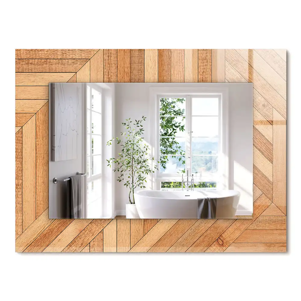 Miroir rectangulaire décoratif parquet en bois