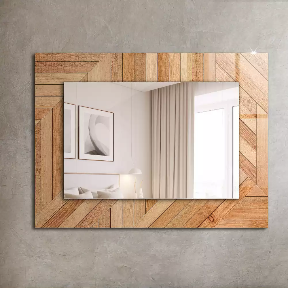Miroir rectangulaire décoratif parquet en bois