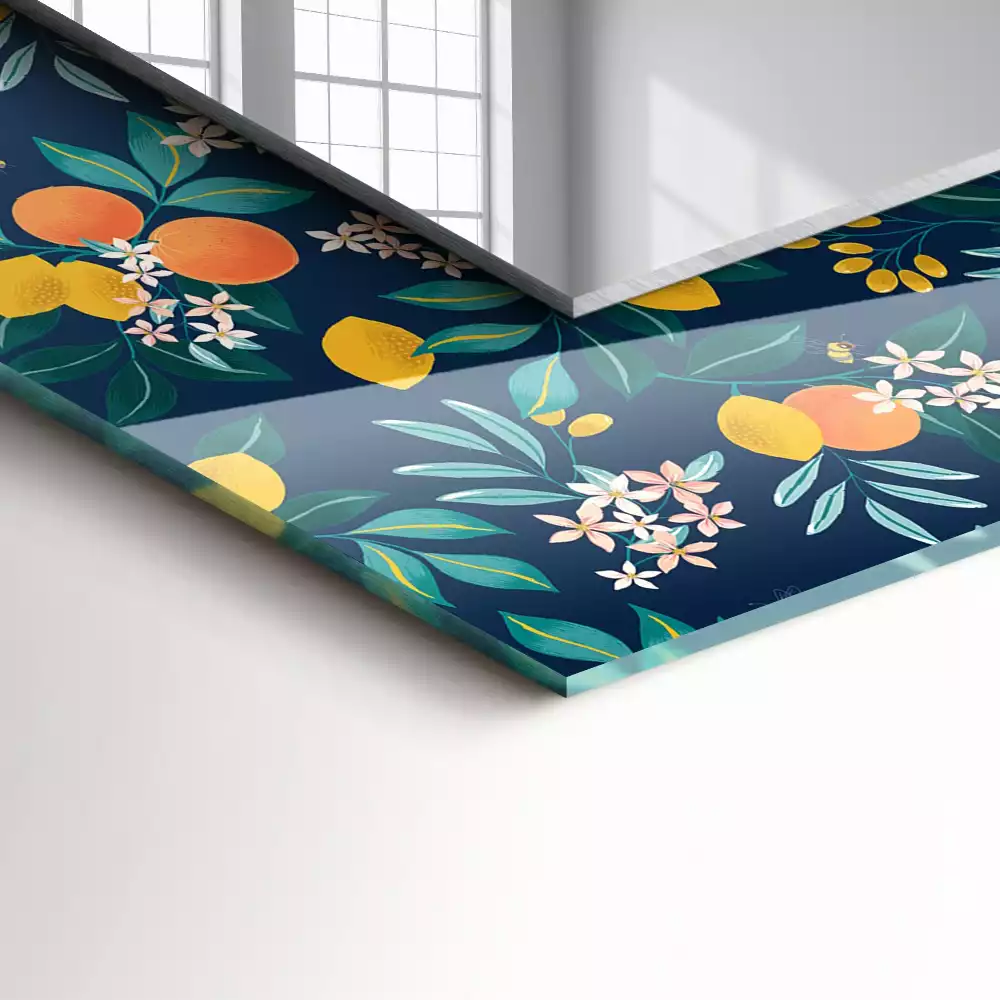 Miroir rectangulaire imprimé fleurs et fruits