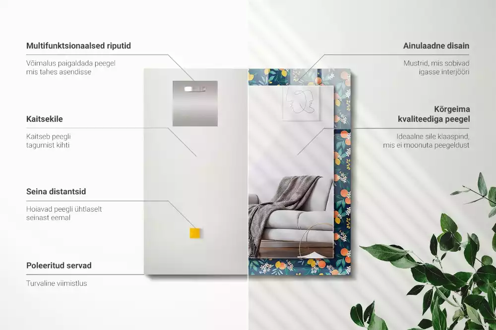 Miroir rectangulaire imprimé fleurs et fruits