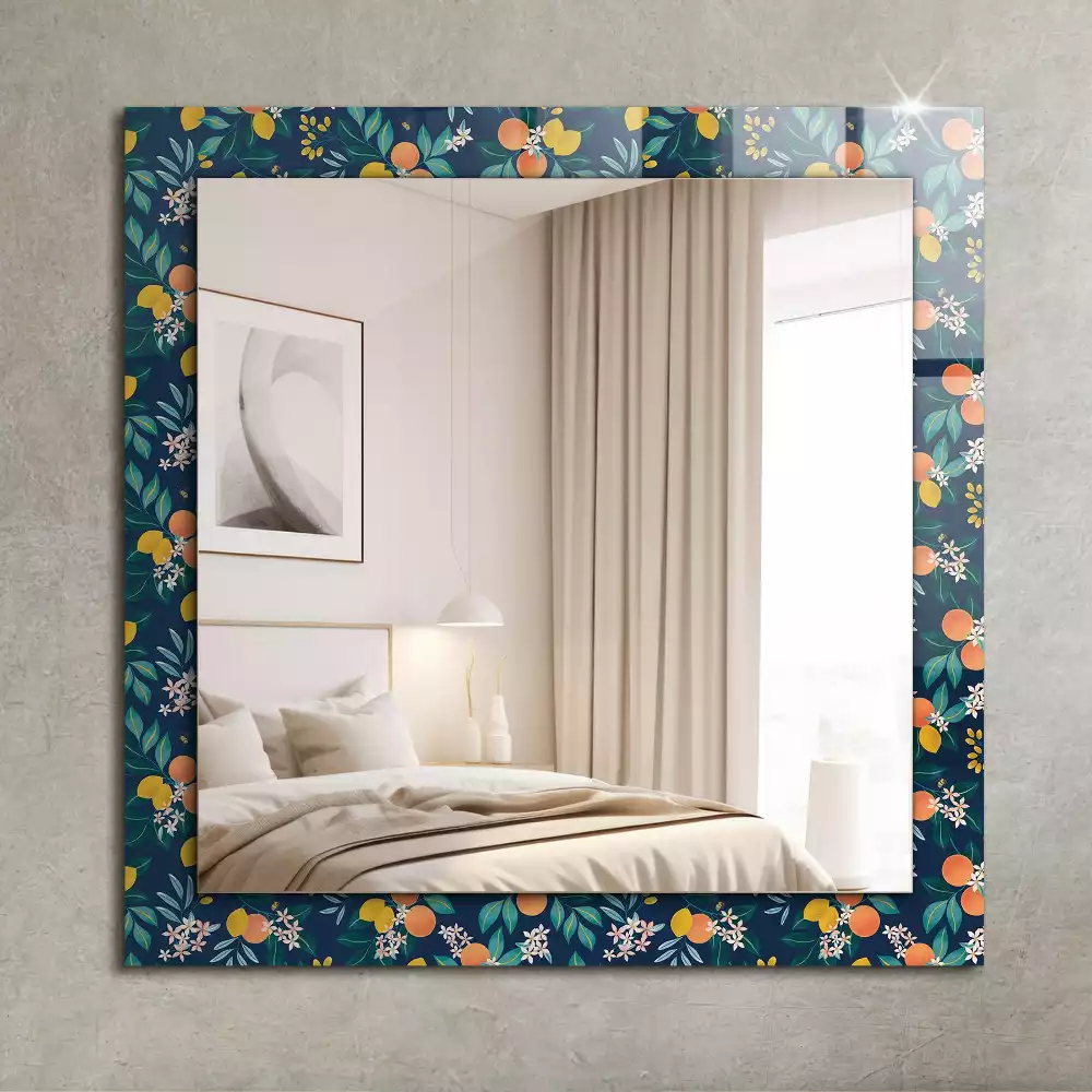 Miroir rectangulaire imprimé fleurs et fruits