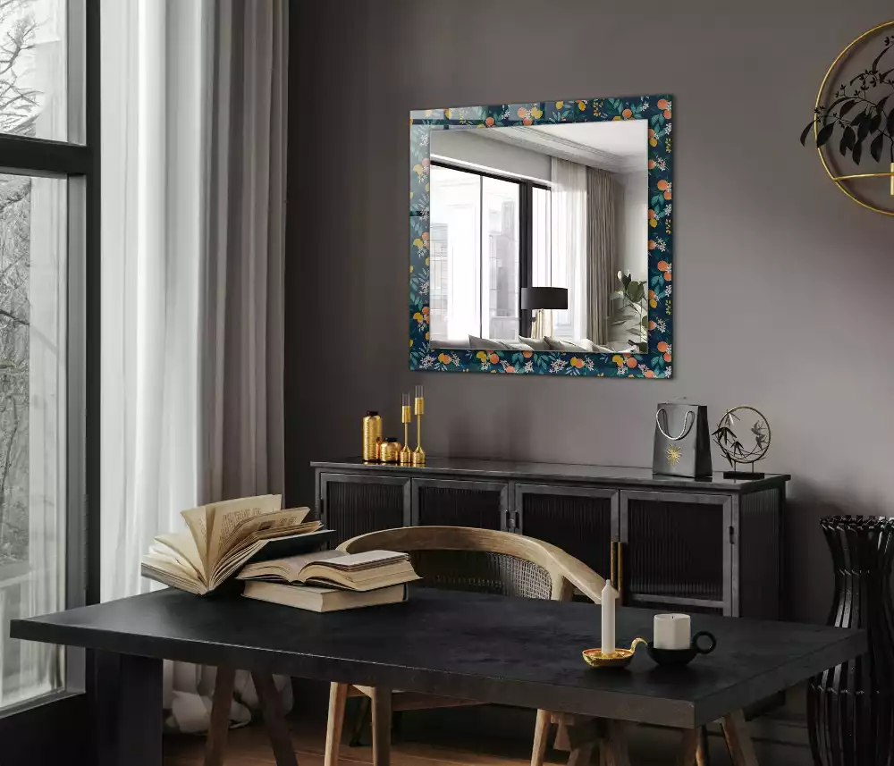 Miroir rectangulaire imprimé fleurs et fruits