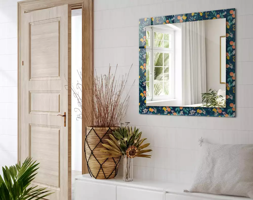 Miroir rectangulaire imprimé fleurs et fruits
