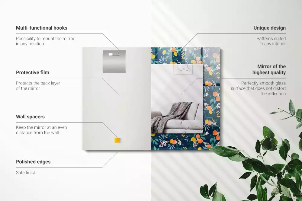 Miroir rectangulaire imprimé fleurs et fruits