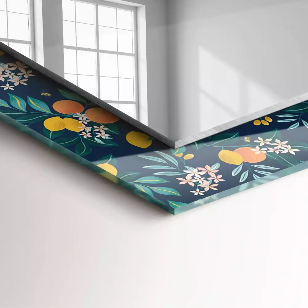 Miroir rectangulaire imprimé fleurs et fruits