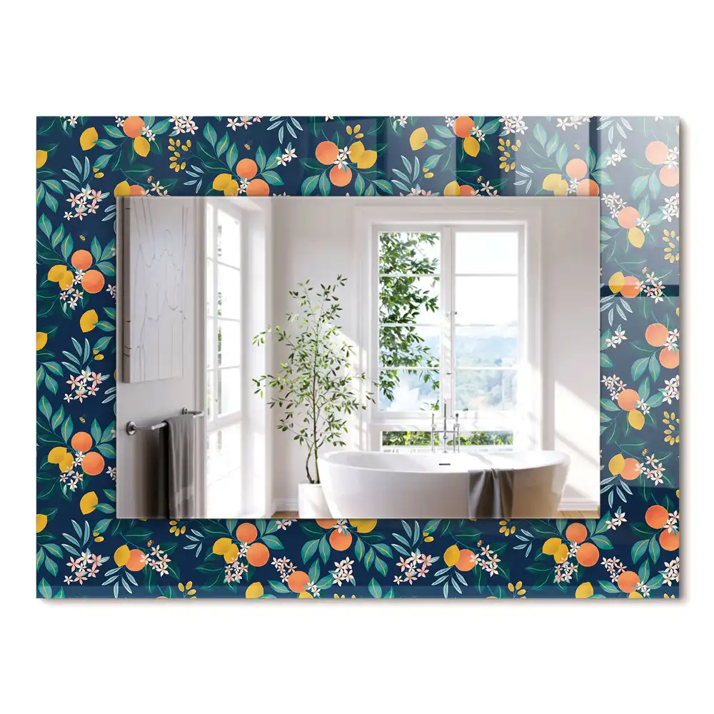 Miroir rectangulaire imprimé fleurs et fruits