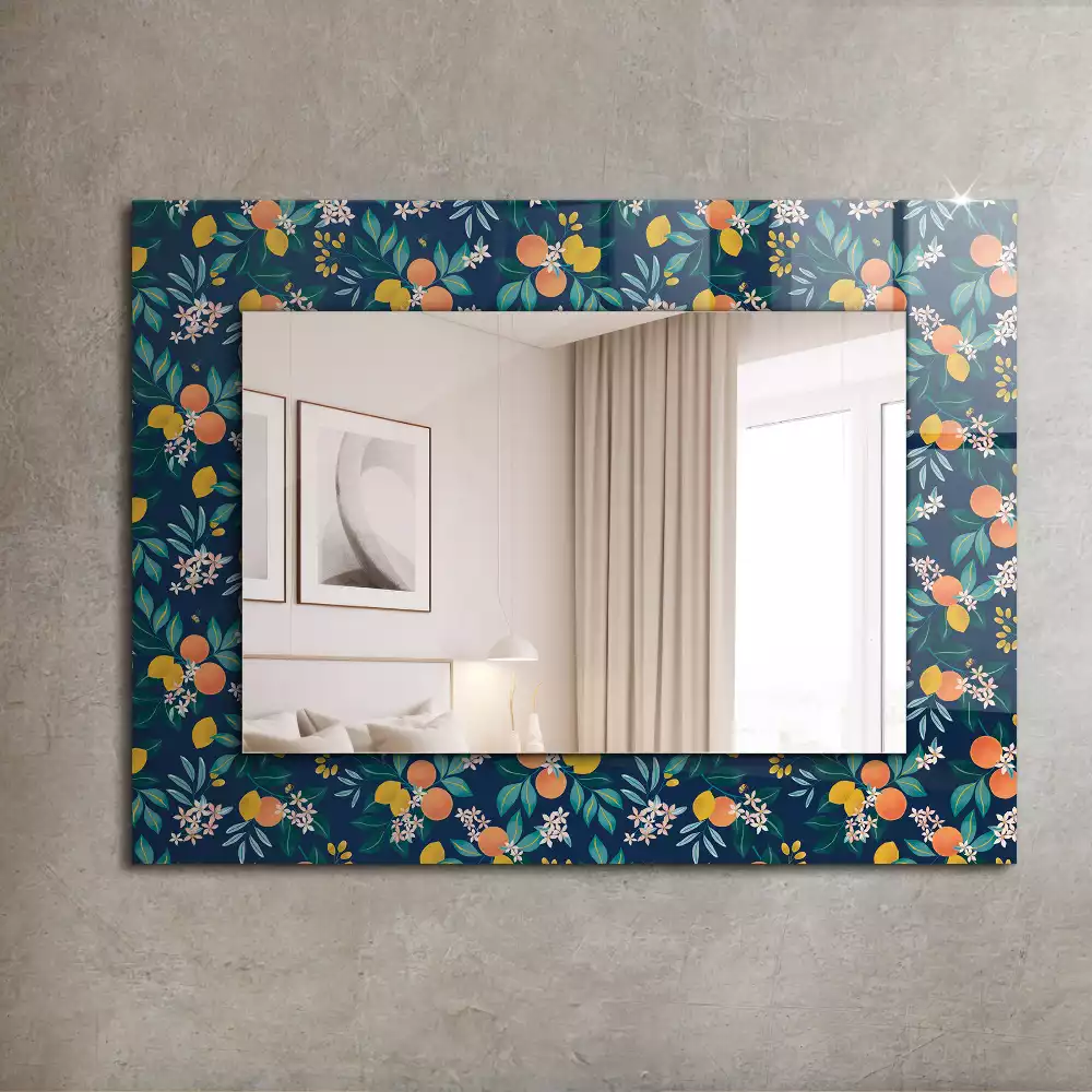 Miroir rectangulaire imprimé fleurs et fruits