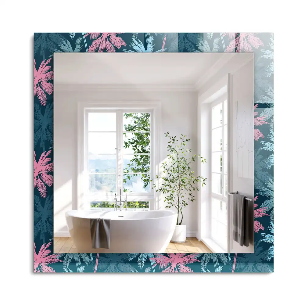 Miroir rectangulaire décoratif imprimé motif coloré avec palmiers