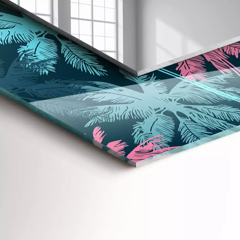 Miroir rectangulaire décoratif imprimé motif coloré avec palmiers