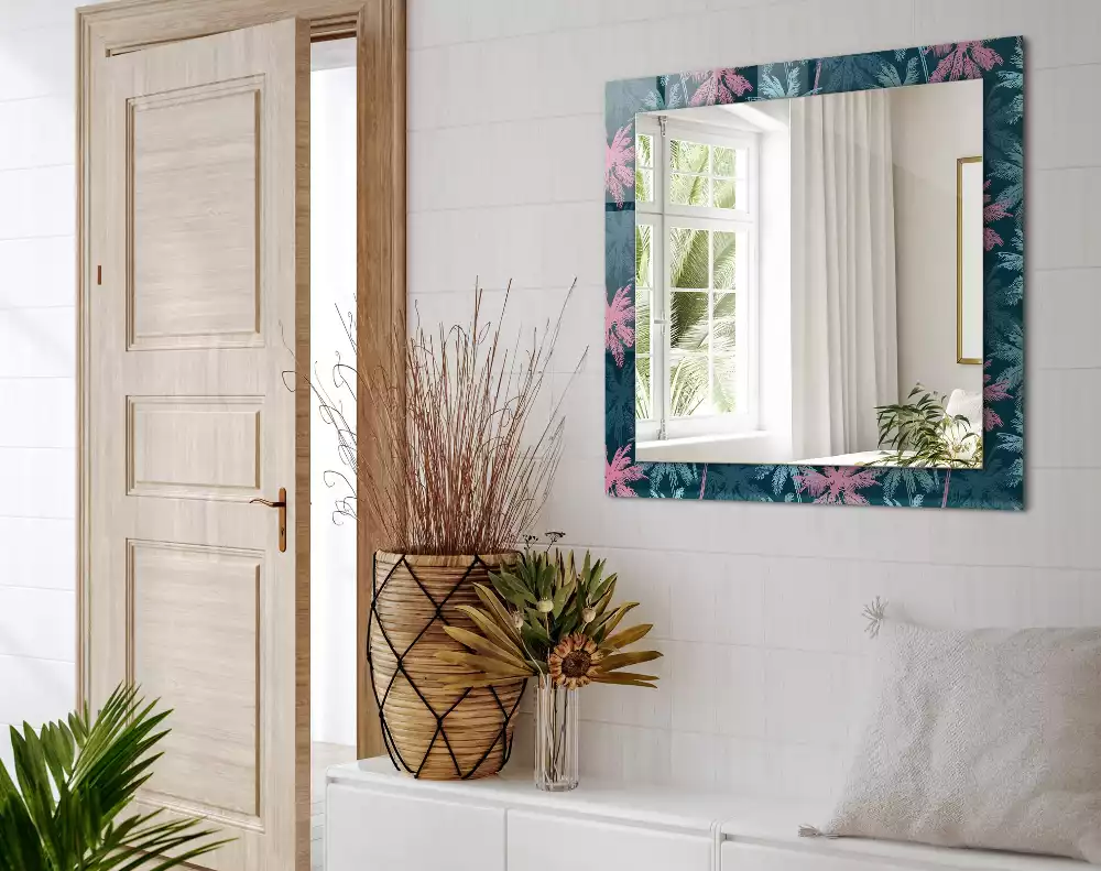 Miroir rectangulaire décoratif imprimé motif coloré avec palmiers
