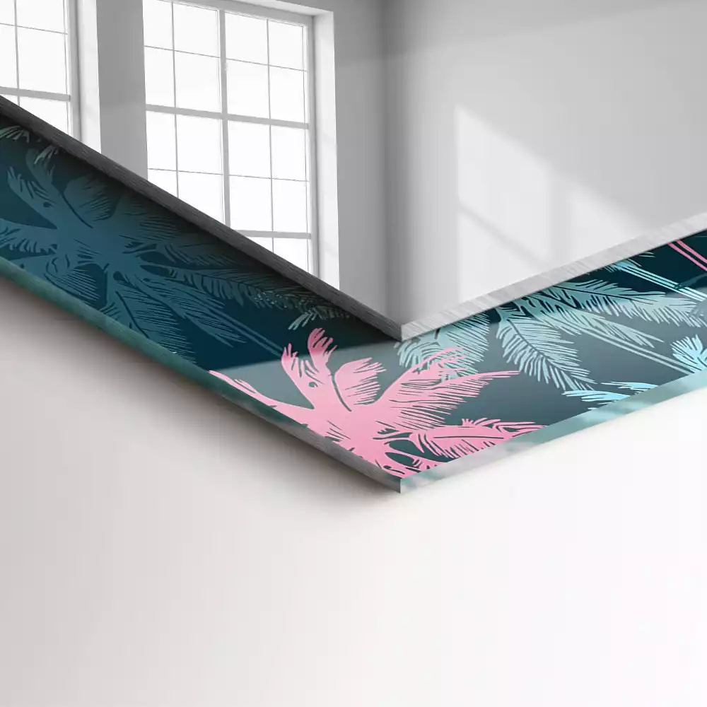 Miroir rectangulaire décoratif imprimé motif coloré avec palmiers