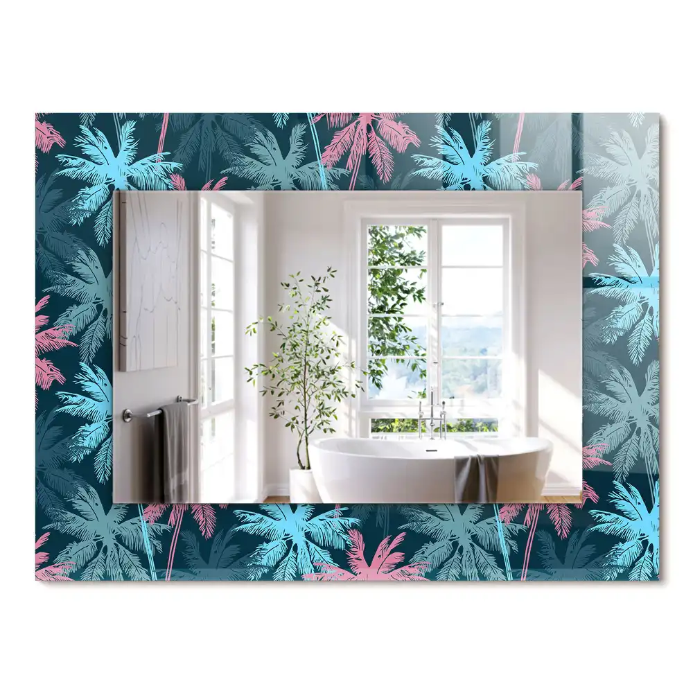 Miroir rectangulaire décoratif imprimé motif coloré avec palmiers