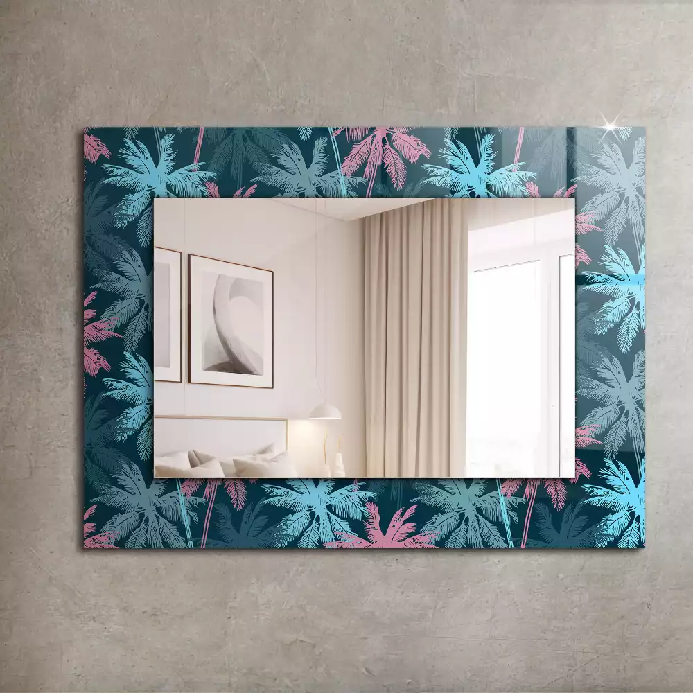 Miroir rectangulaire décoratif imprimé motif coloré avec palmiers